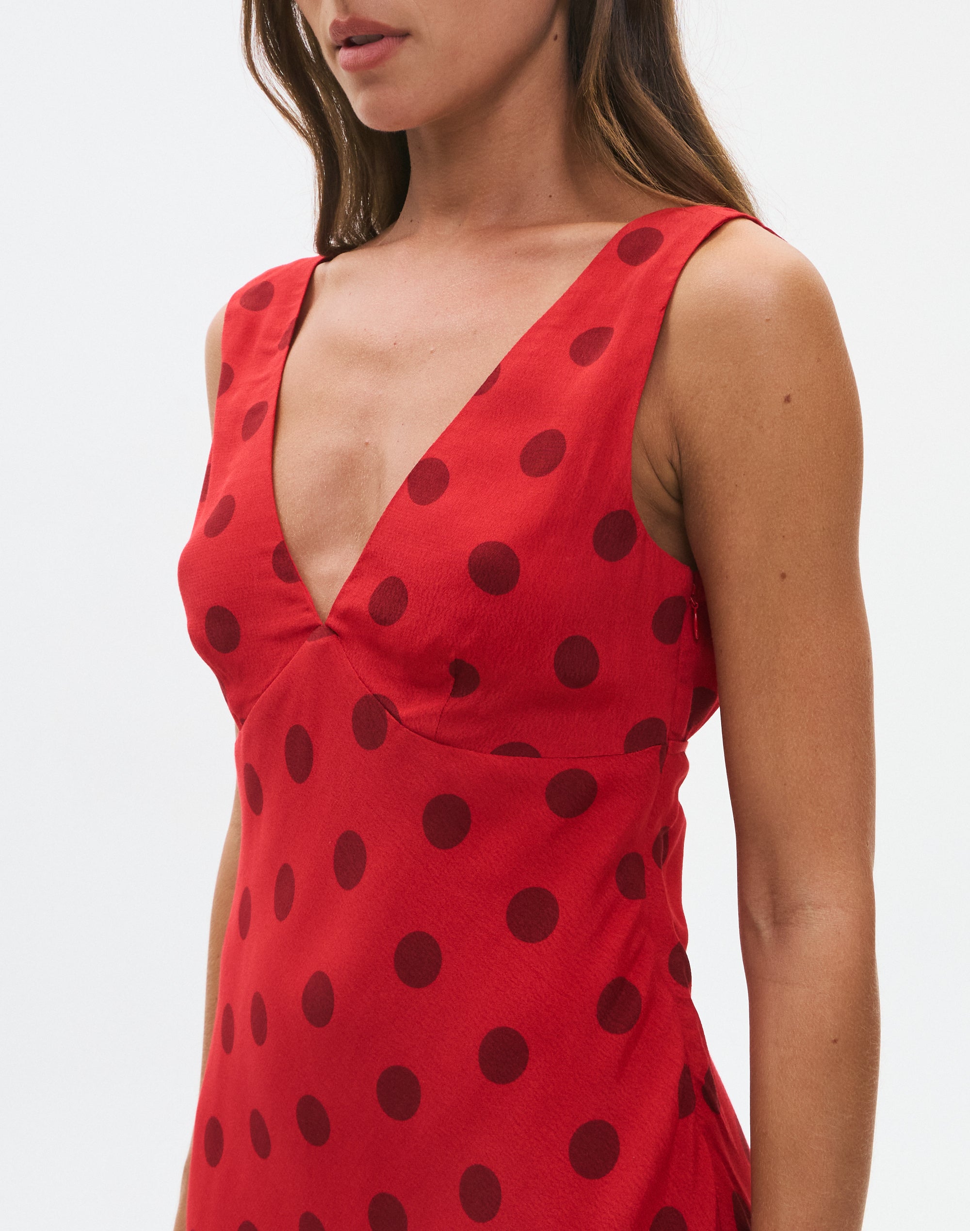 strapless open back dress Delamere Mini Dress Red Polka main image 1
