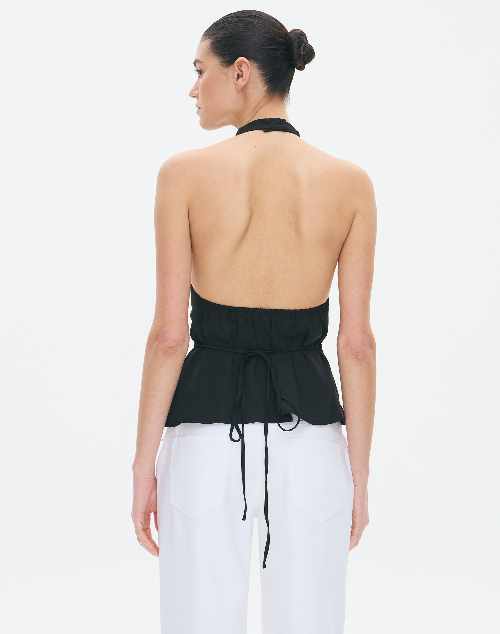 Tie Detail Halter Neck Blouse in Black | Glassons AU