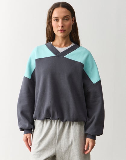 Oversized V Neck Sweatshirt