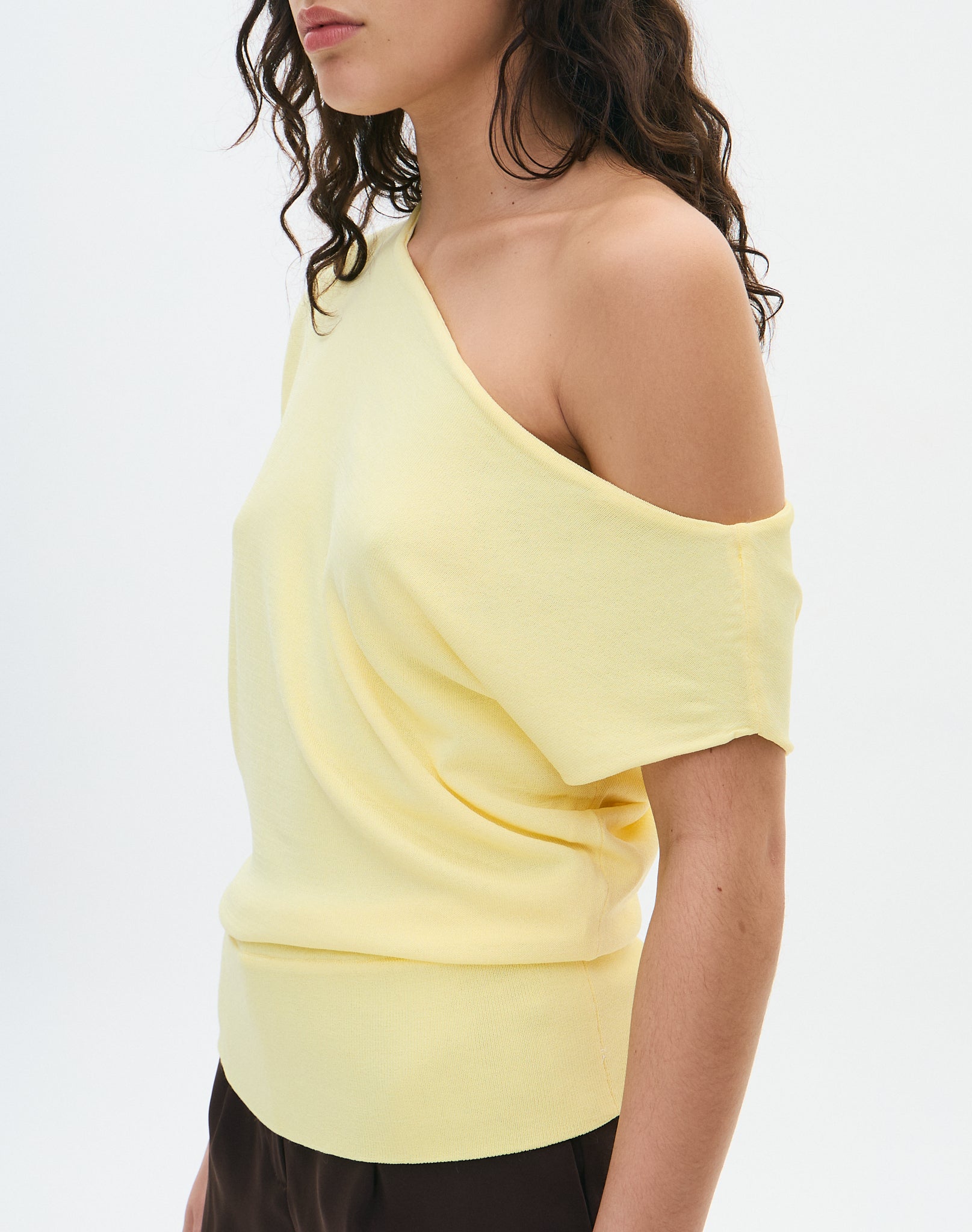Off Shoulder Longline Knit Top in Daffodil Dream Glassons AU