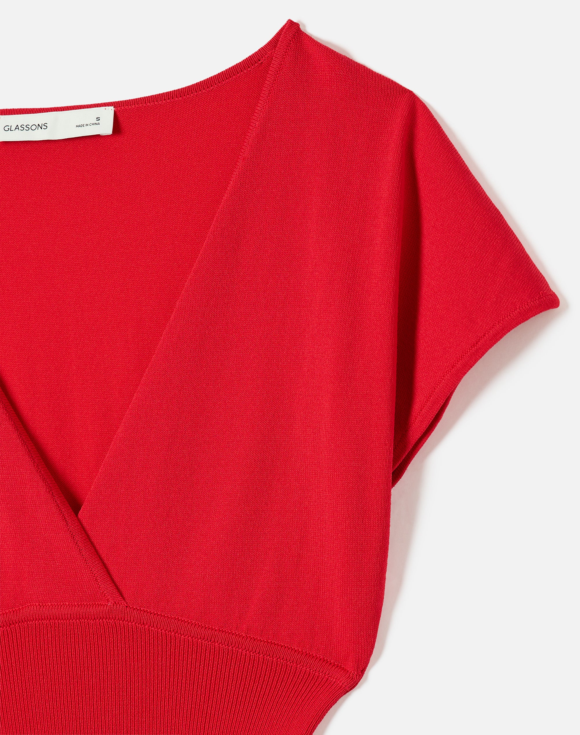 Rib Waist V Neck Knit Top in Cherry Girl | Glassons US