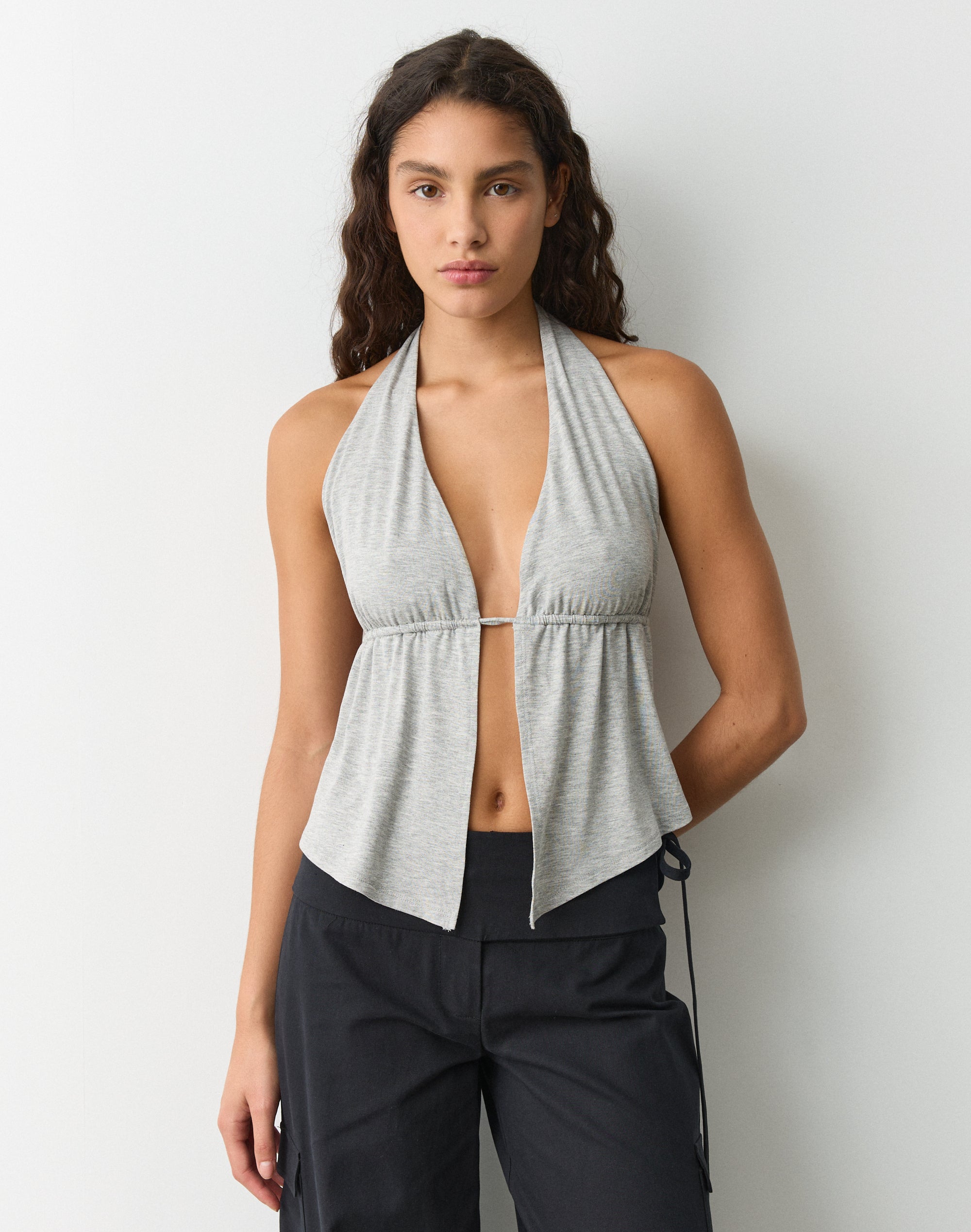 Backless Halter Top in Pale Grey Marle | Glassons AU