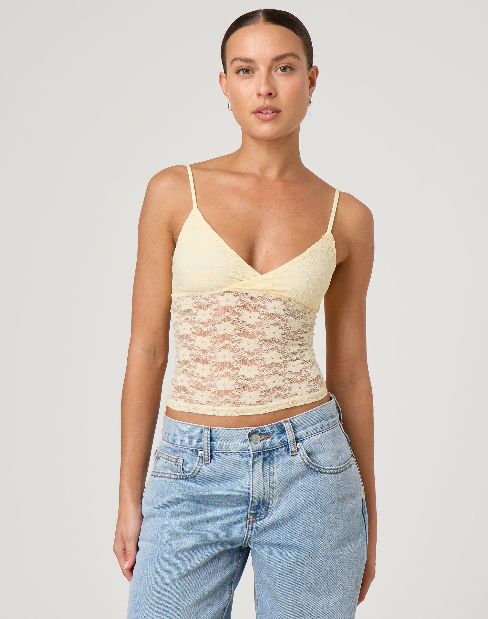 yellow lace cami