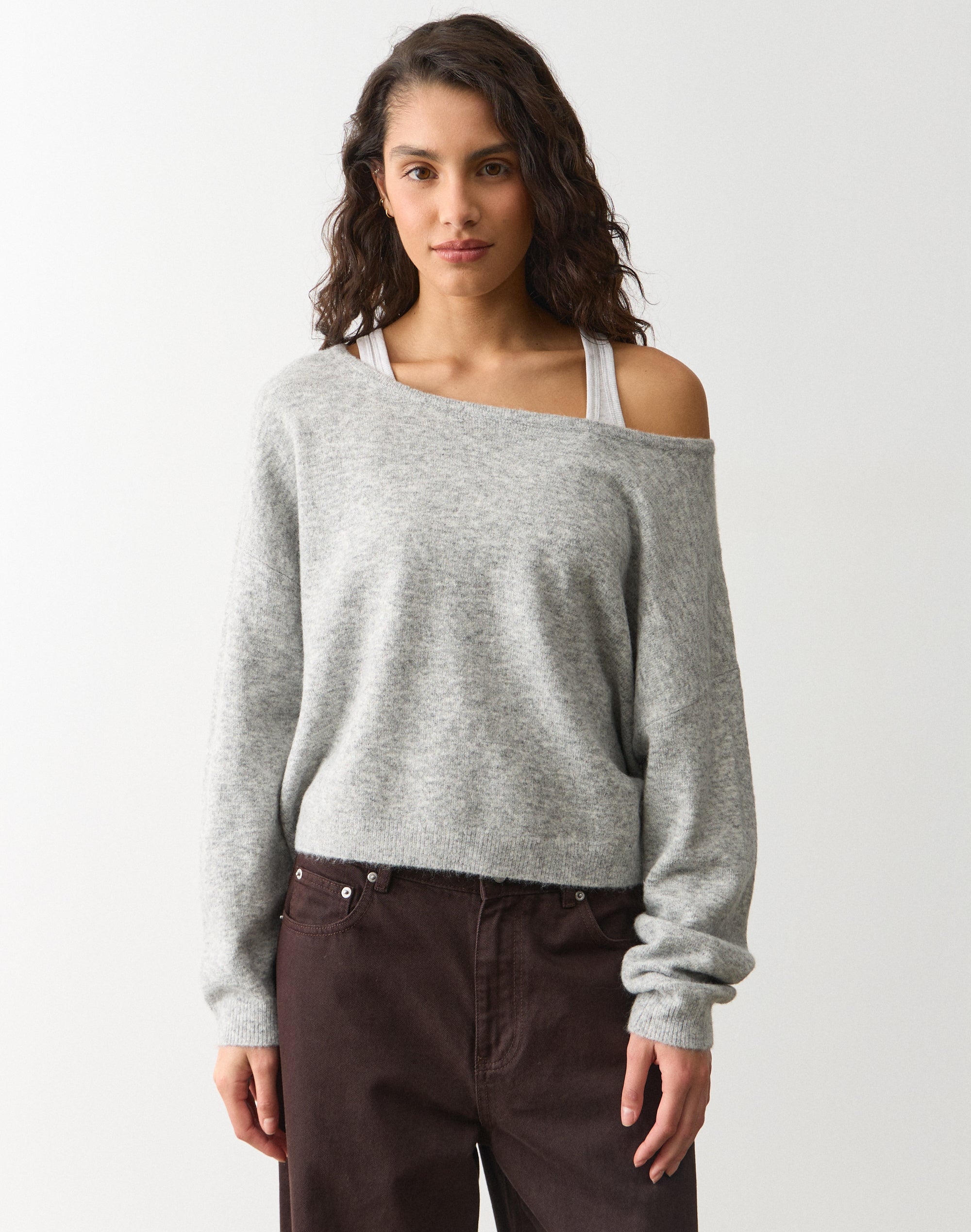 Off Shoulder Oversized Knit Top in Fudge Fantasy | Glassons US