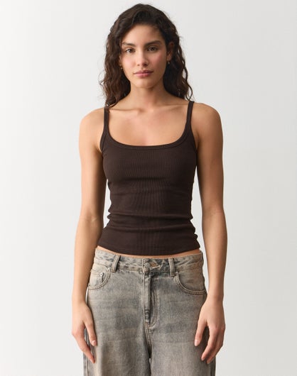 Organic Cotton Scoop Neck Rib Tank