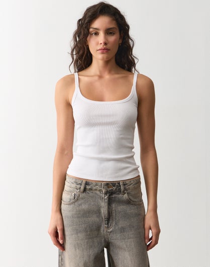 Organic Cotton Scoop Neck Rib Tank