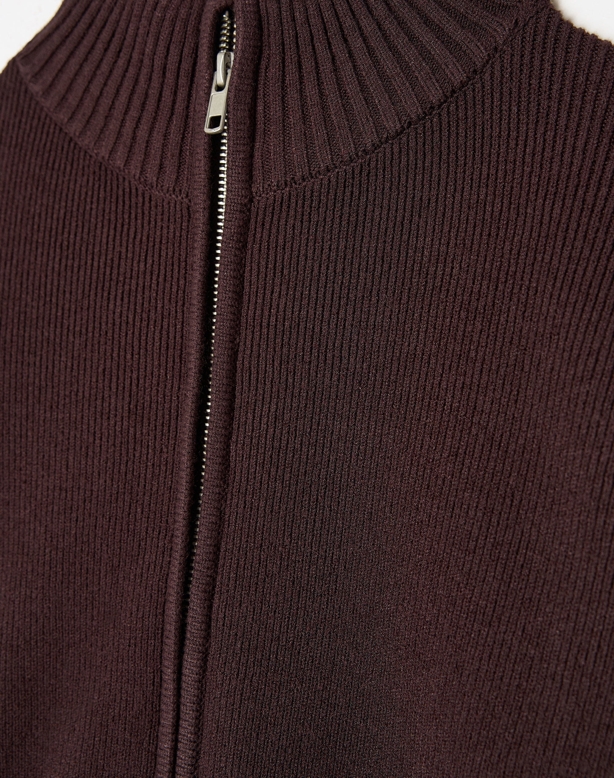 Funnel Neck Zip Through Knit in Choc It Up | Glassons US