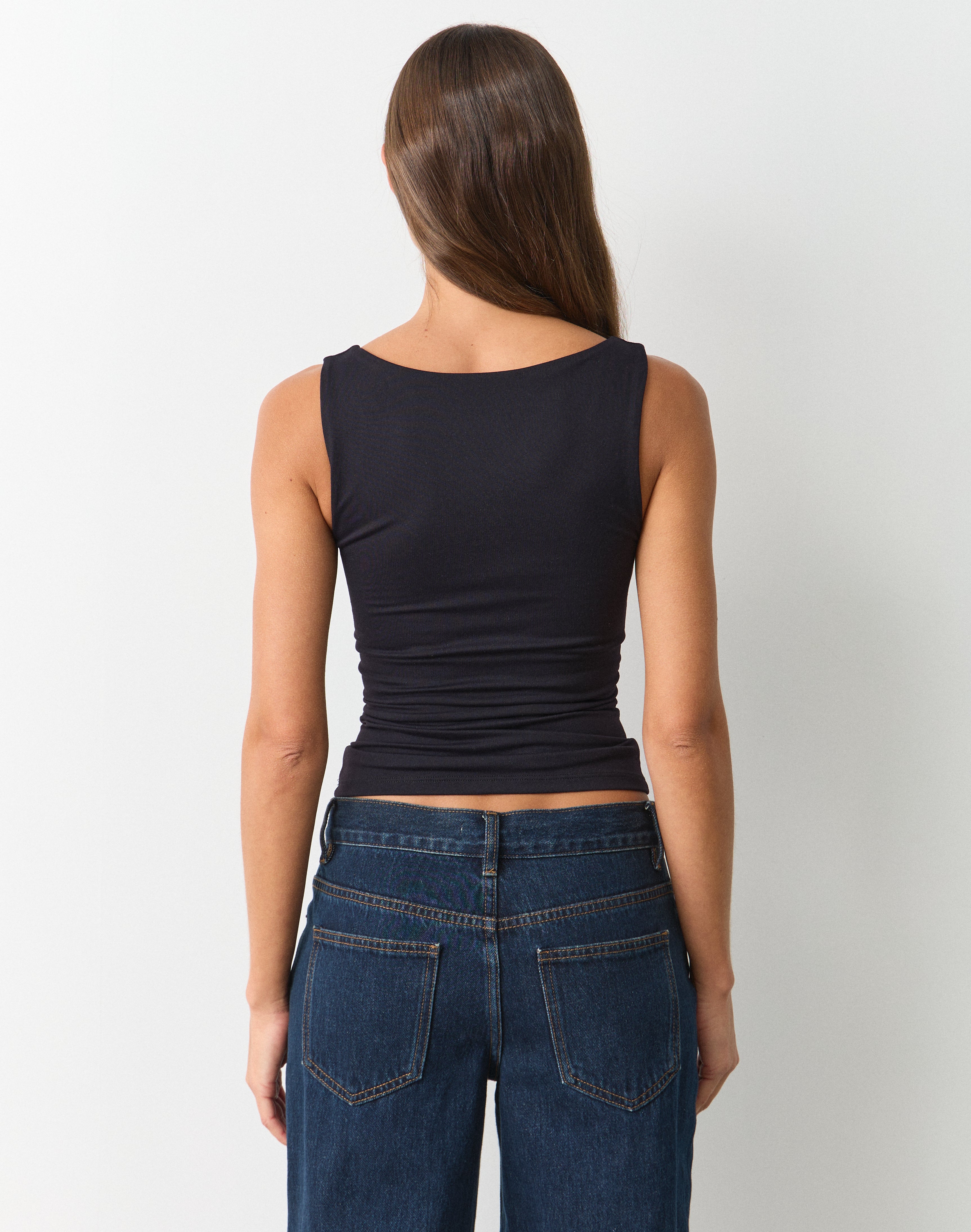 Scoop Neck Supersoft Tank in Black | Glassons