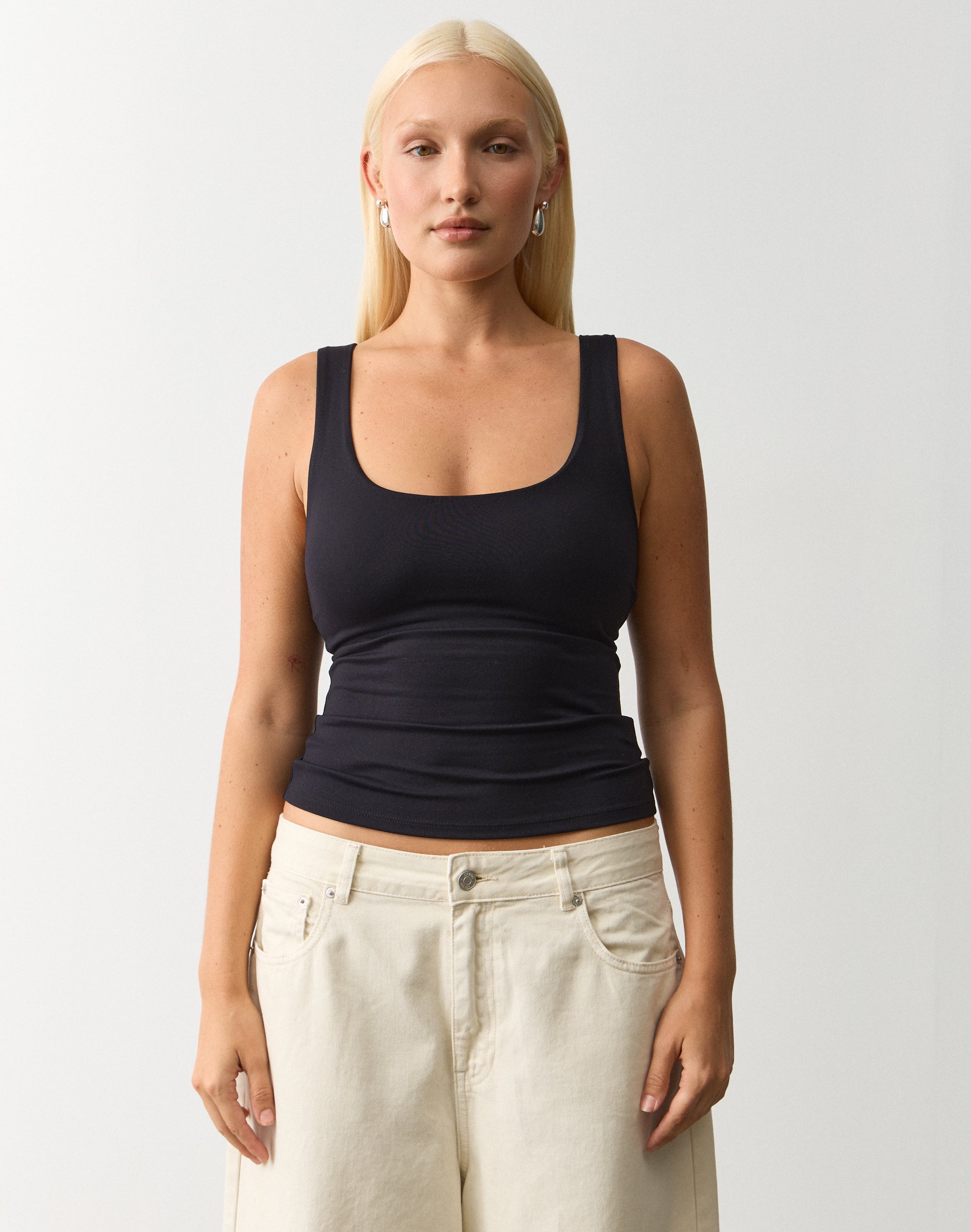 Scoop Neck Supersoft Tank in Black | Glassons US