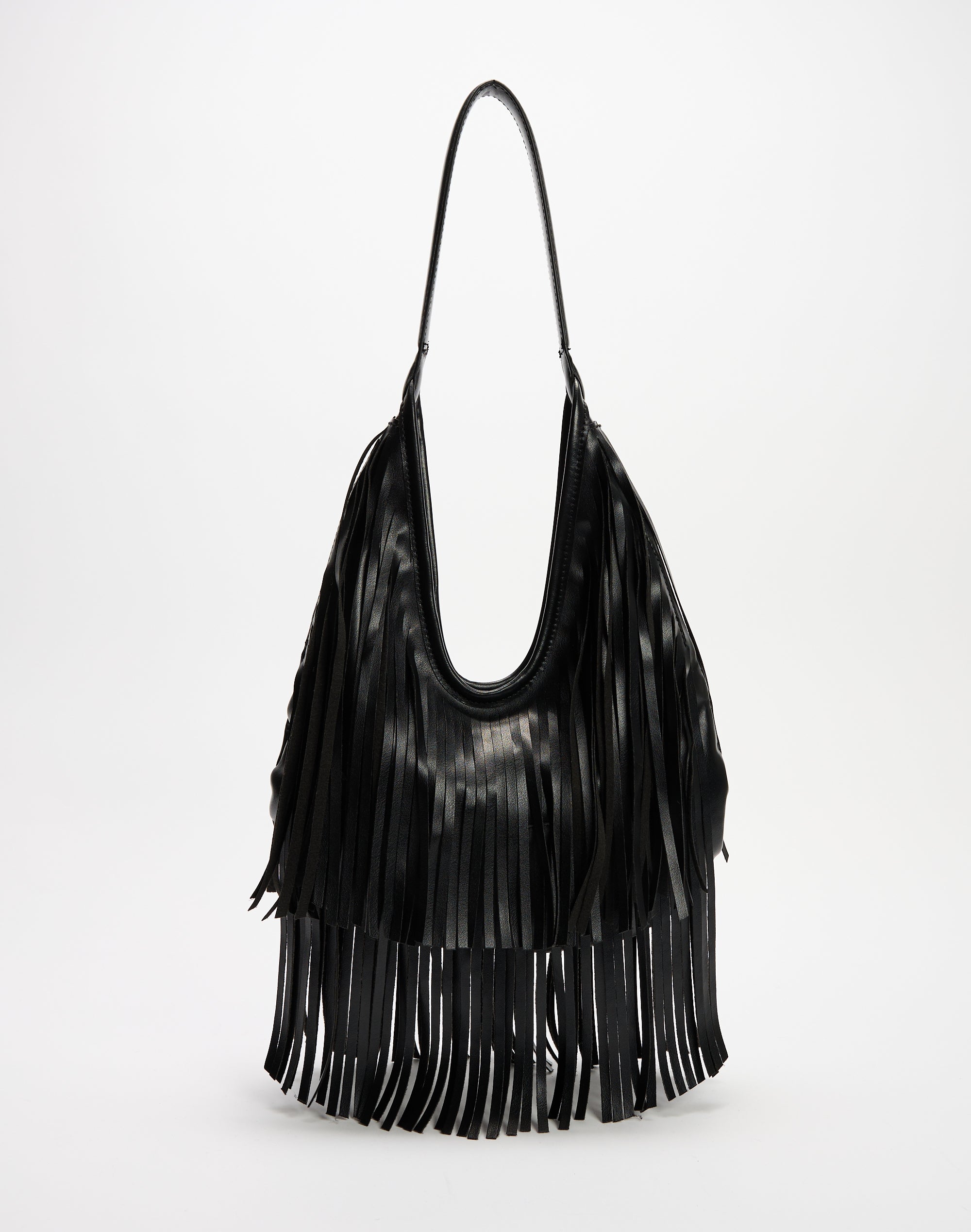 Faux Leather Tassel Shoulder Bag in Black | Glassons SG