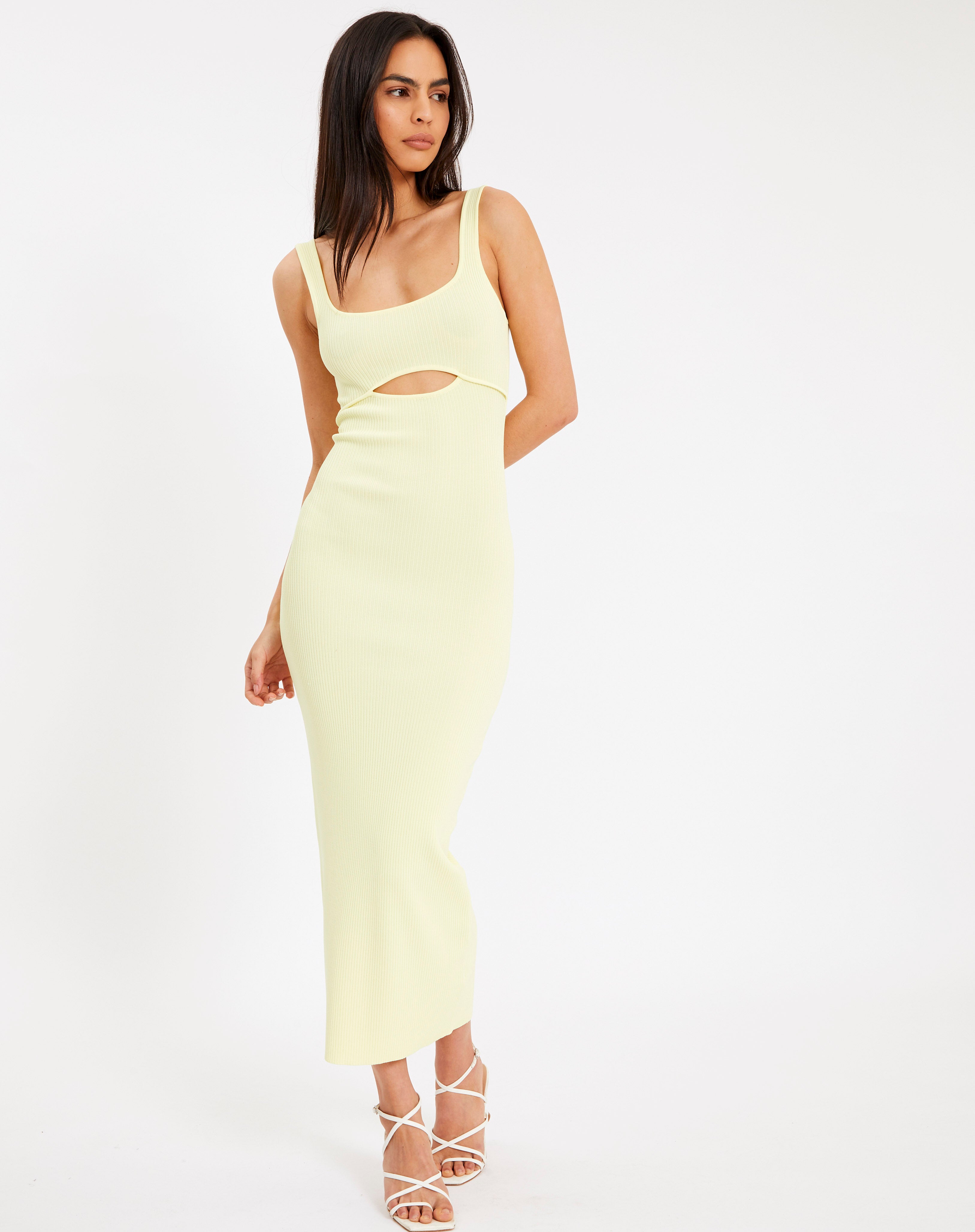 Cut Out Contrast Trim Knit Midi Dress 