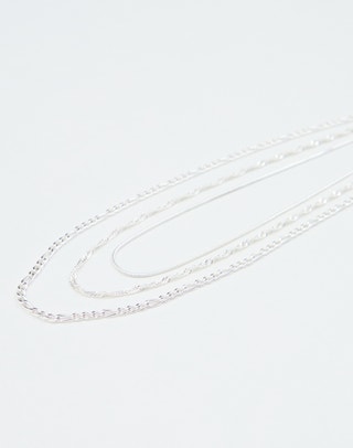 Plated Chain Necklace 3 Pack in Silver