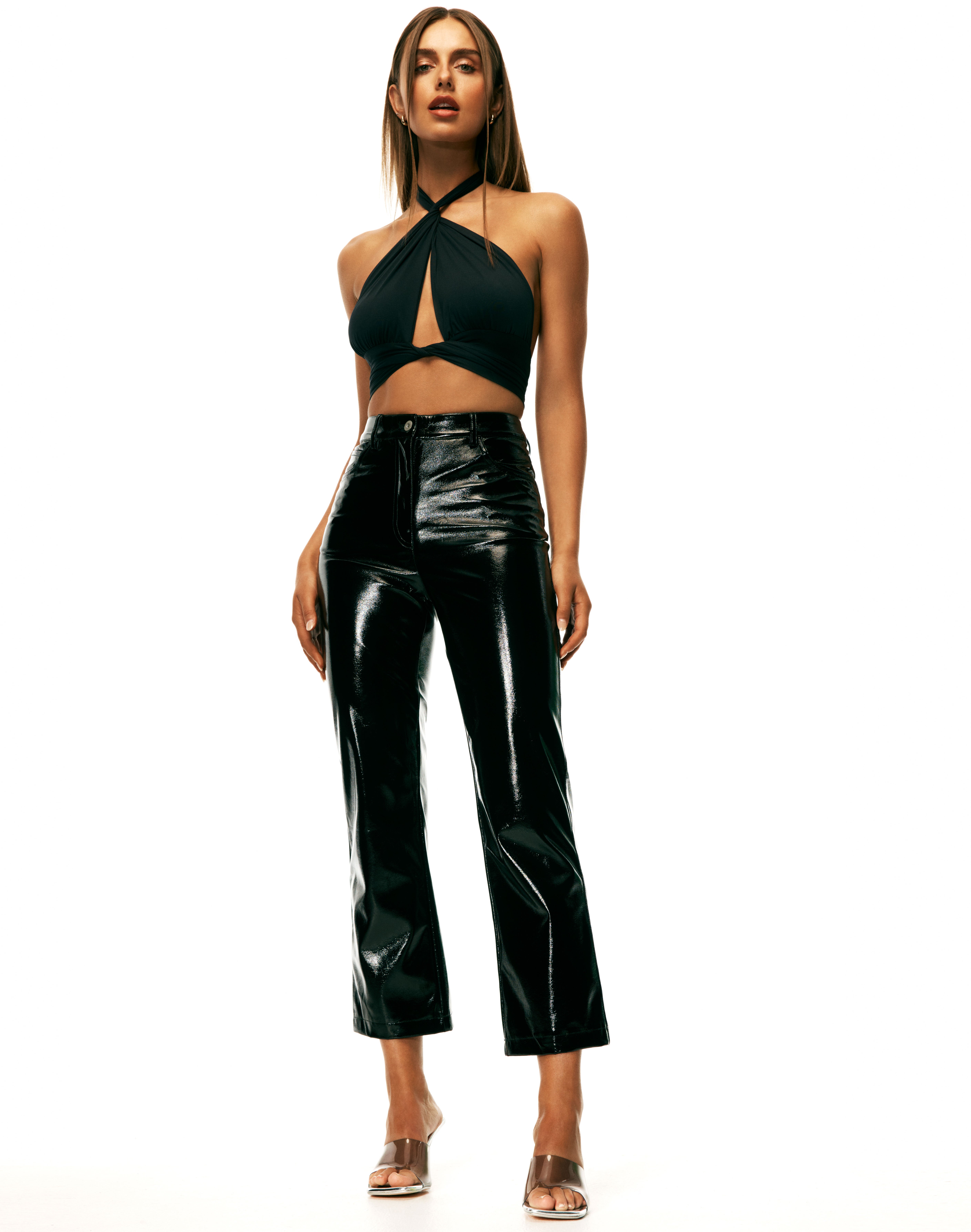 Vinyl Faux Leather Straight Leg Pant in 