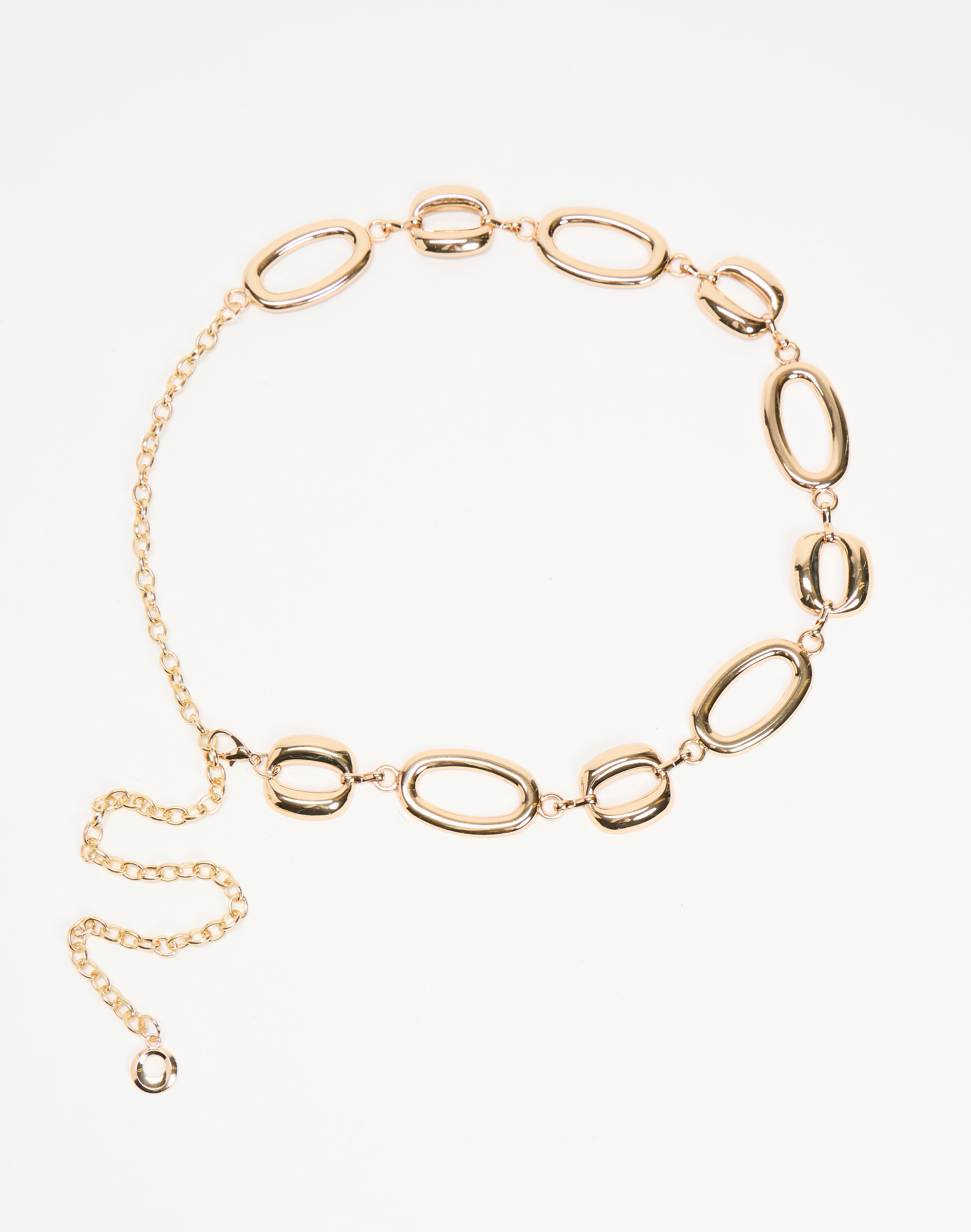 Vintage Gold Tone Textured Chain Belt Clear Crystal Oval Buckle Statement Bold Lennon Chain Belt - Beautiful Crystal Italian Chain Belt  main image 4