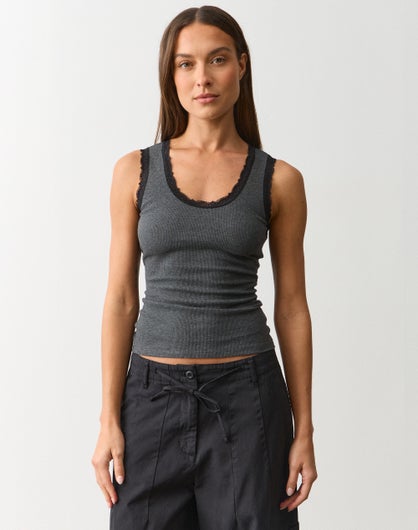 Cotton Lace Trim Tank