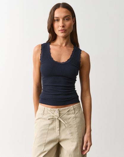 Cotton Lace Trim Tank