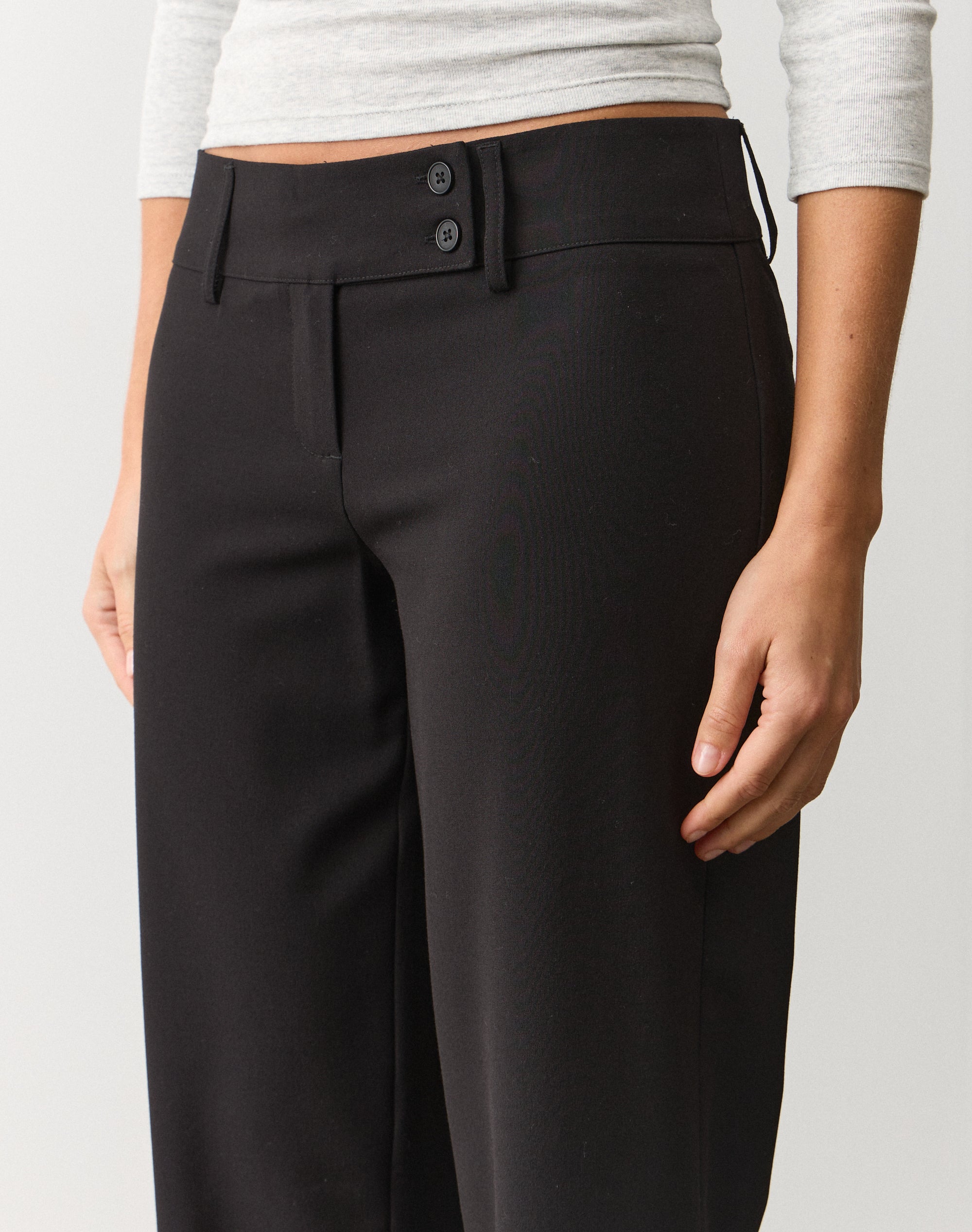 black bootleg dress pants Low Rise Relaxed Tailored Pant in Our work pant is BESTSELLER24 Black Dress Brown Riding Hole Center:5''(128mm)