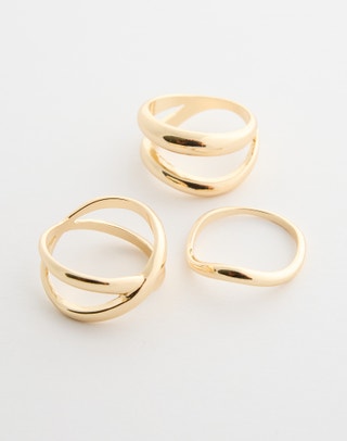 Mixed Ring 3 Pack in Gold