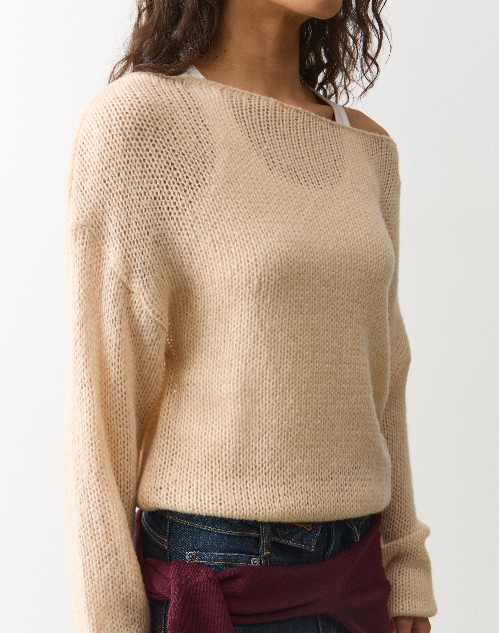 Relaxed Knit Off Shoulder Jumper in Bad To The Bone | Glassons