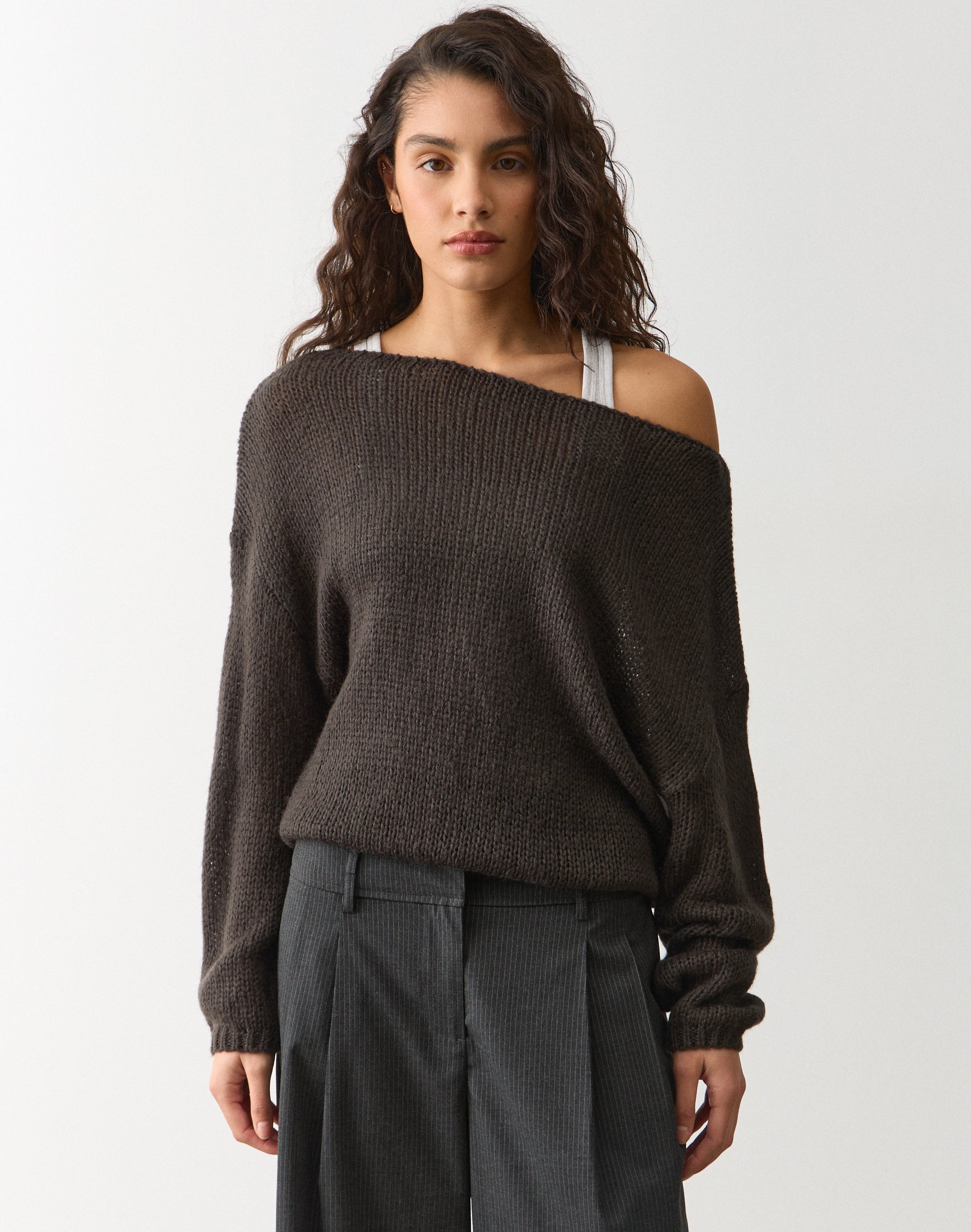 Relaxed Knit Off Shoulder Jumper in Molecule | Glassons US